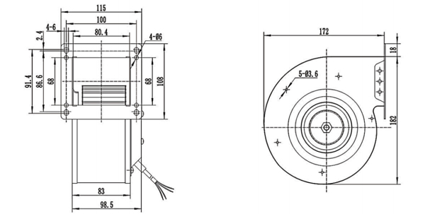 Dimension of DG120B-D072A Forward Curved Single Inlet Centrifugal Fan Φ 120-62 Dimension of DG120B-D072A Forward Curved Single Inlet Centrifugal Fan Φ 120-62